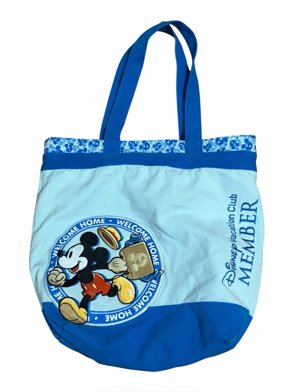 Disney Vacation Club Member Welcome Home Canvas Blue Tote Bag Zip Close
